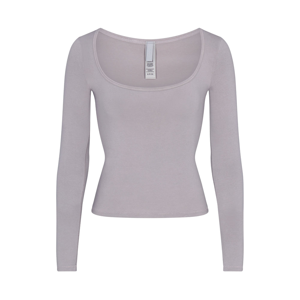 Skims NEW VINTAGE SCOOP LONG SLEEVE T-shirt Zilver | 43ZSUAPRX