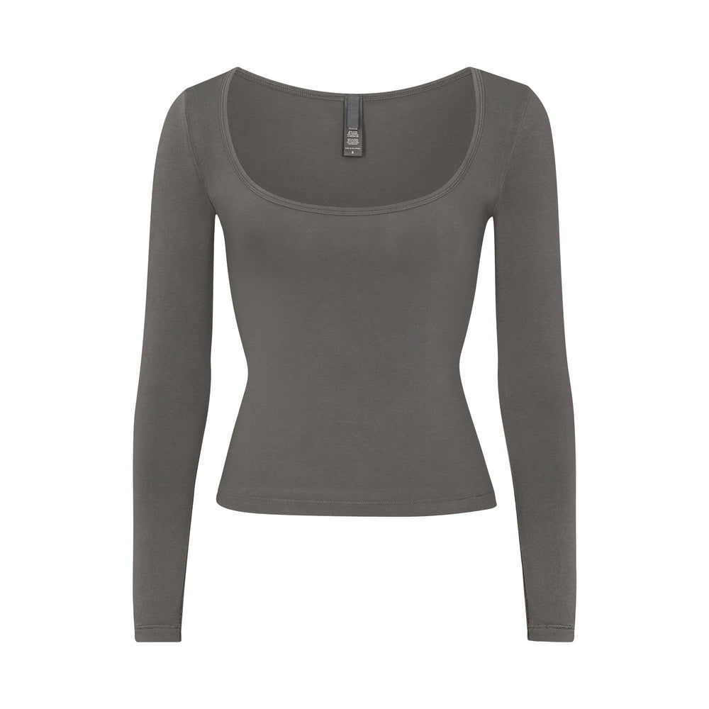 Skims NEW VINTAGE SCOOP LONG SLEEVE T-shirt Diepgrijs | 91TLJQGHP