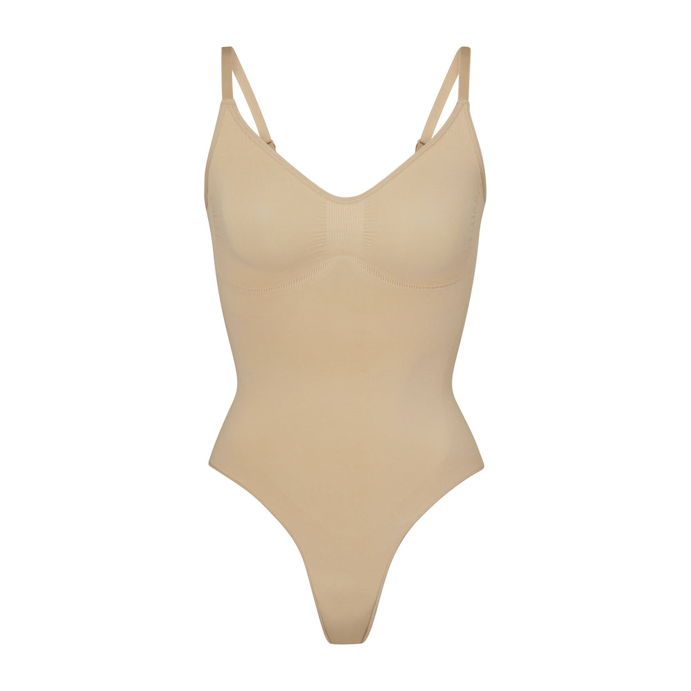 Skims SCULPTING THONG Bodysuit Beige | 49YWSXDAP