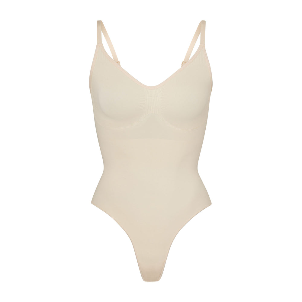 Skims SCULPTING THONG Bodysuit Bruin | 68UKIRFZM