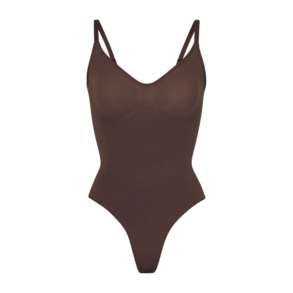 Skims SCULPTING THONG Bodysuit Chocola | 73SLTEBUN