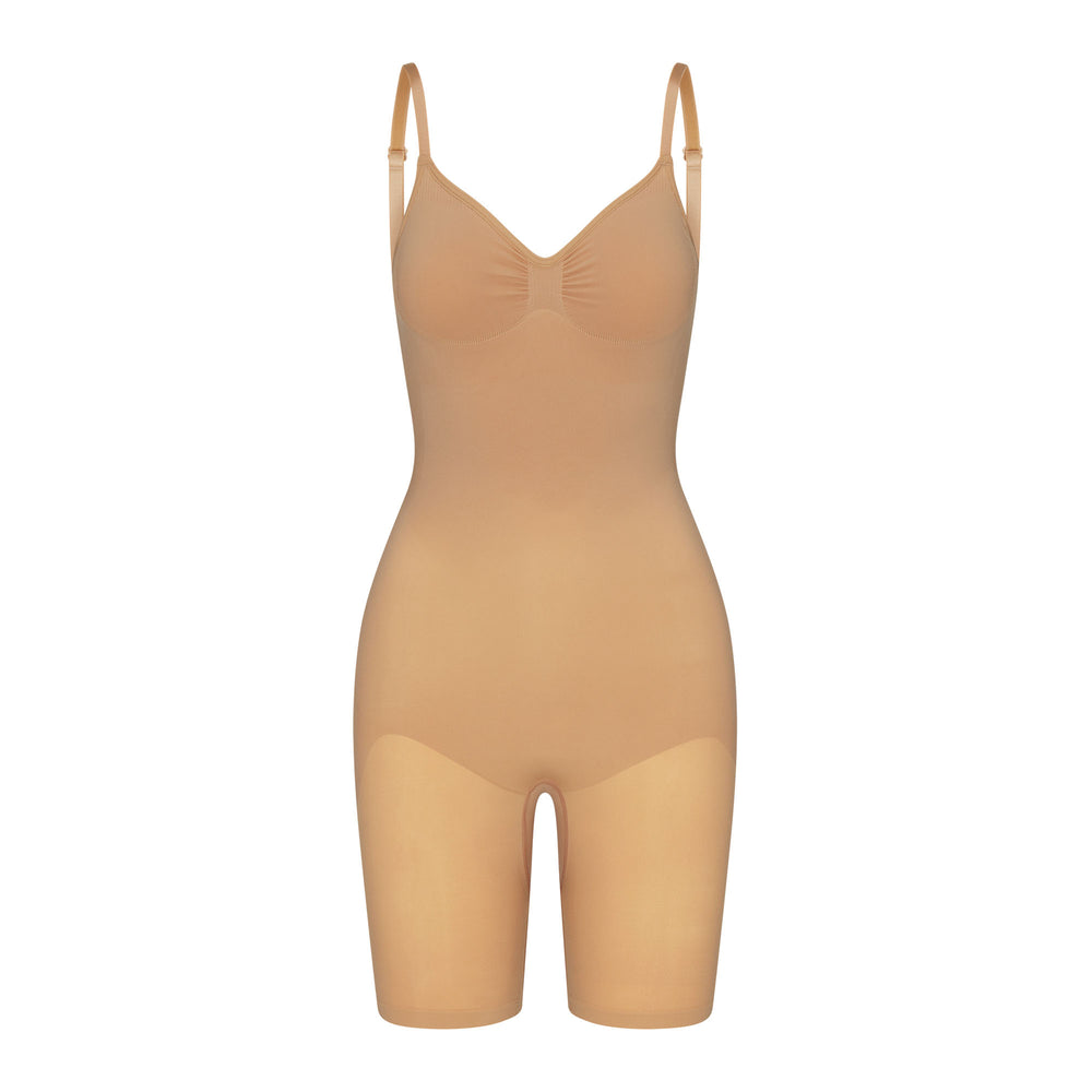 Skims SEAMLESS SCULPT MID THIGH Low Back Bodysuit Beige | 03FCBNGYS