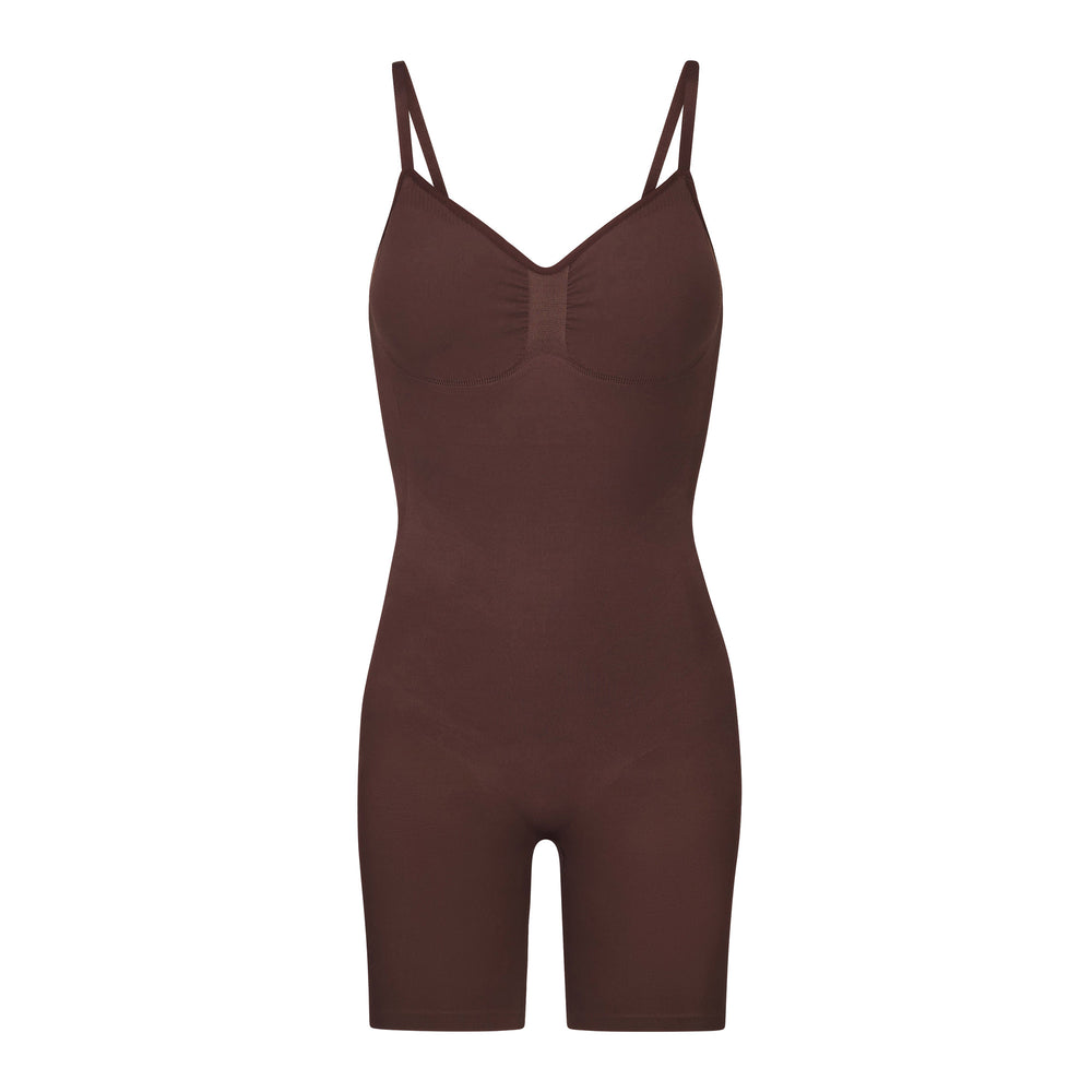 Skims SEAMLESS SCULPT MID THIGH Low Back Bodysuit Chocola | 57XDKQWCY