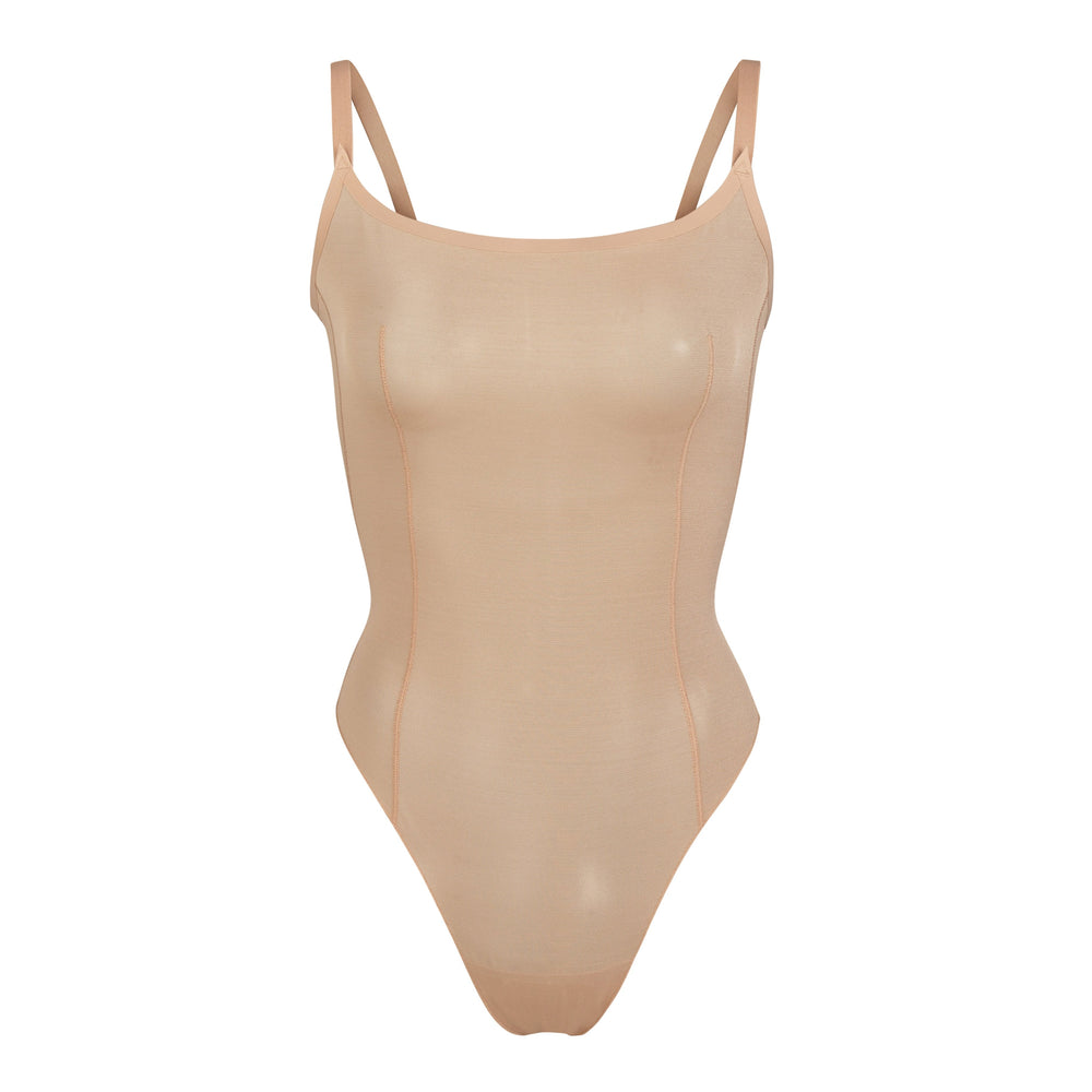 Skims SHEER SCULPT THONG Bodysuit Beige | 80LUETQRW