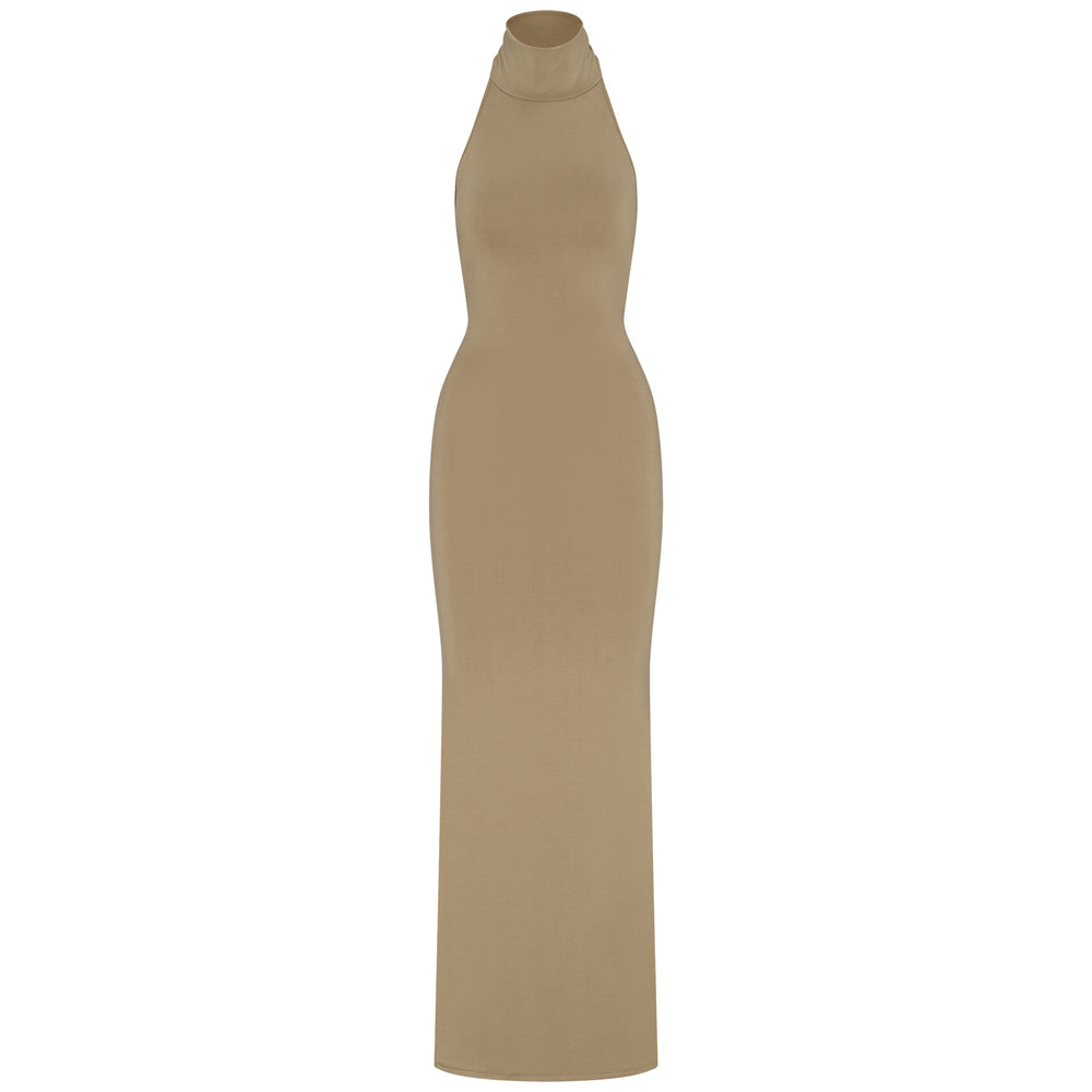 Skims SMOOTH LOUNGE LOW BACK HALTER Jurk Khaki | 93YZSWCQK