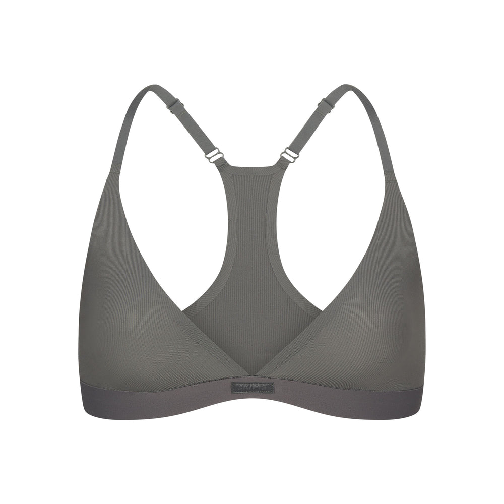 Skims SMOOTH RIB RACERBACK TRIANGLE Bralette Diepgrijs | 62JLKFXSE