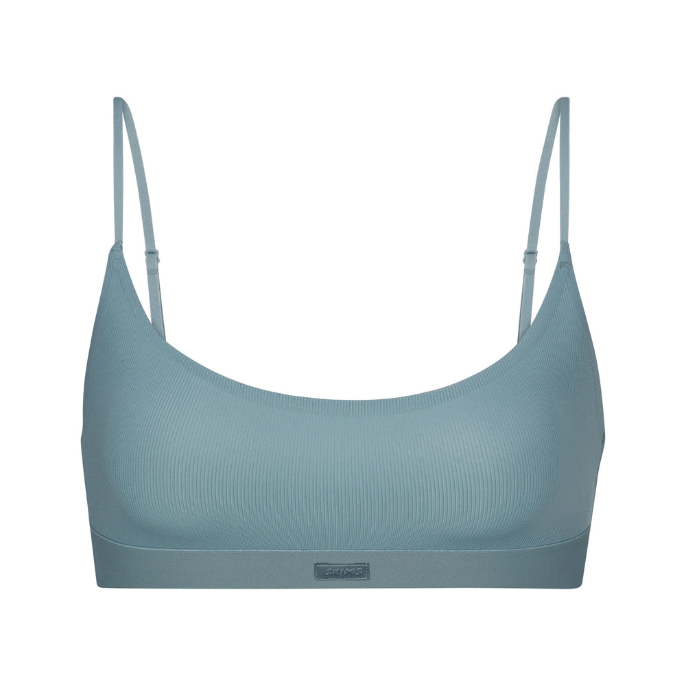 Skims SMOOTH RIB SCOOP NECK Bralette Blauw | 06LXIDKGC