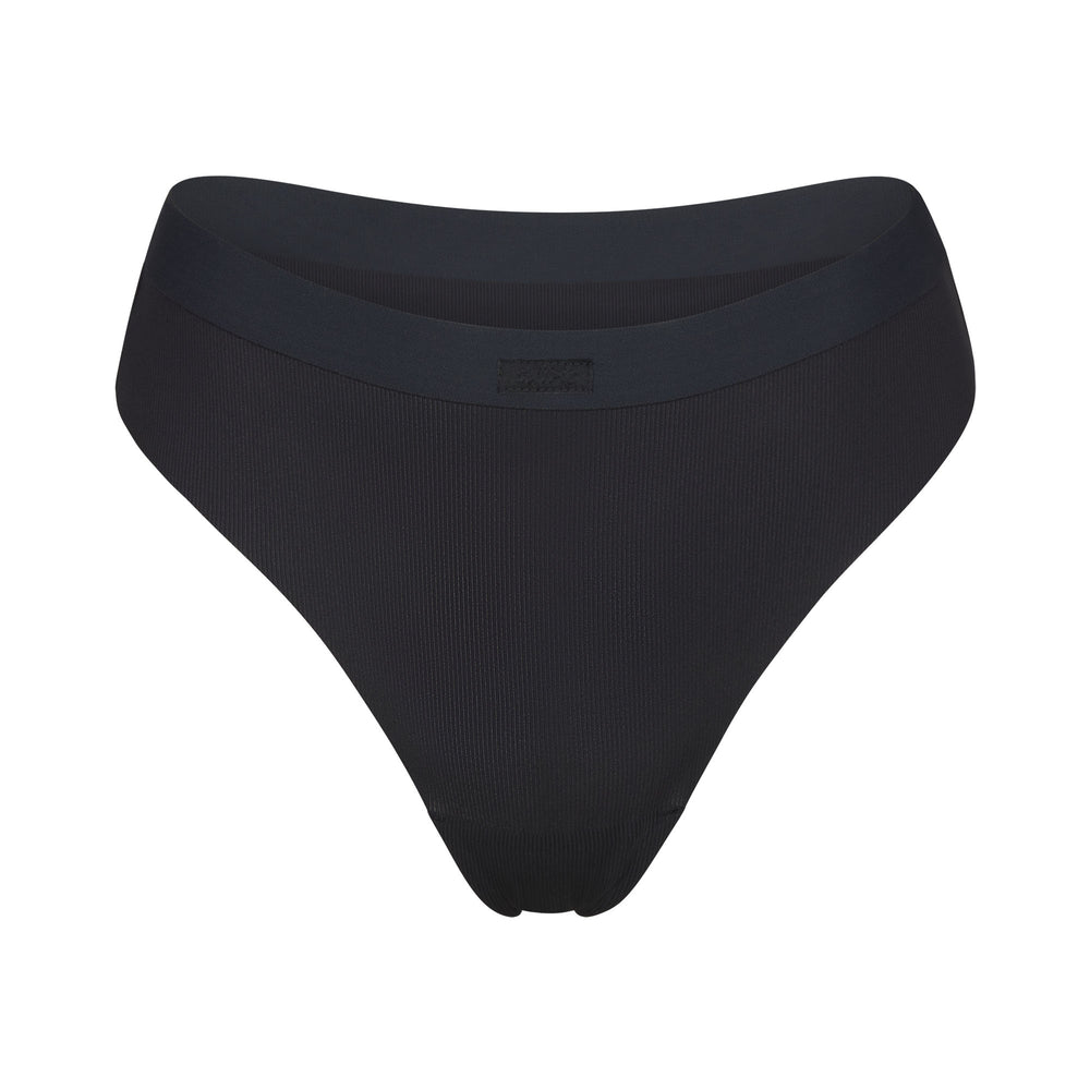 Skims SMOOTH RIB Thong Zwart | 69KGMWZRF
