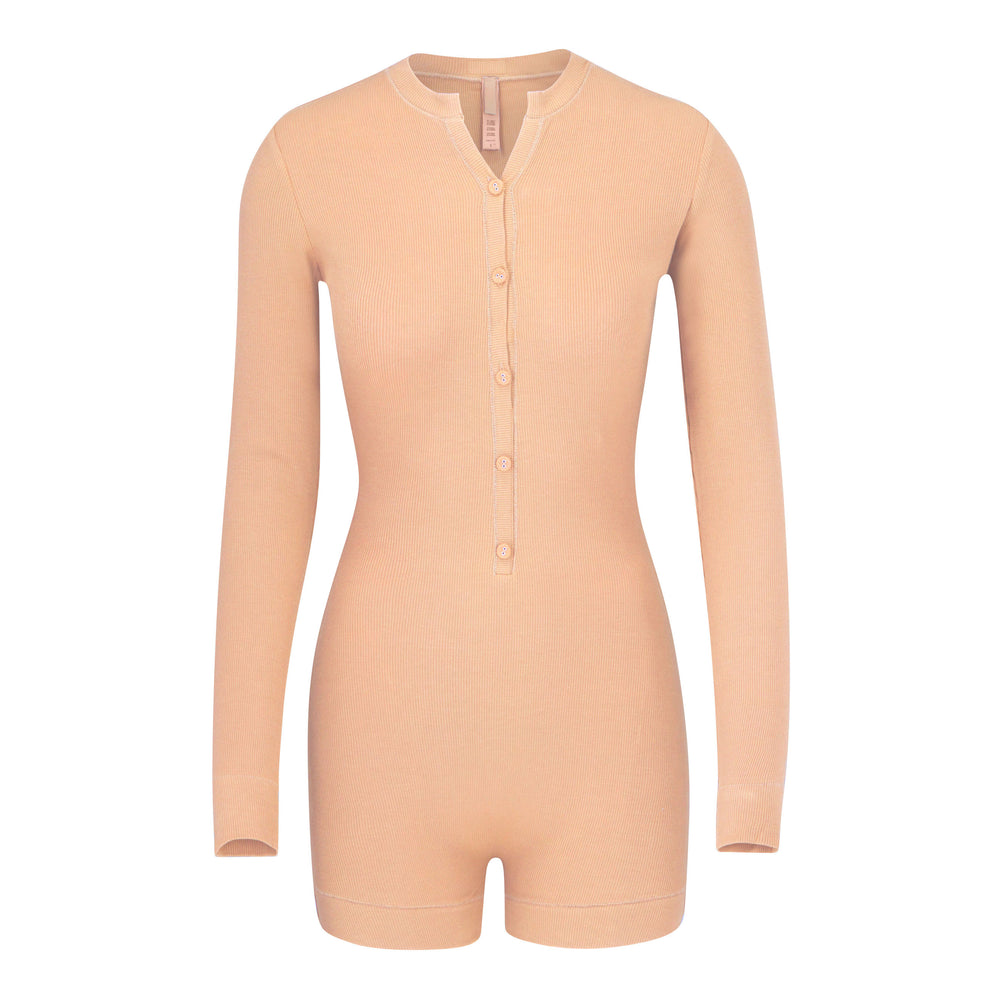 Skims SOFT LOUNGE BUTTON UP HENLEY Onesie Oranje | 51EHWLGPF