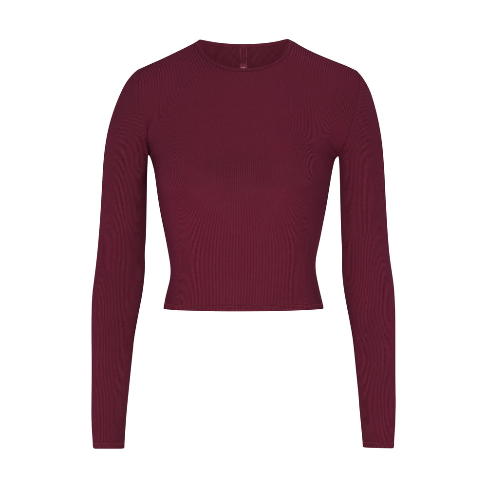 Skims SOFT LOUNGE LONG SLEEVE CROP TOP T-shirt Paars | 01UGCDFPY