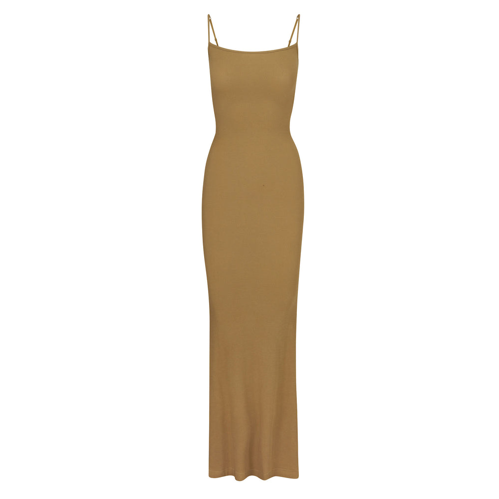 Skims SOFT LOUNGE LONG SLIP Jurk Goud | 93PDZRJST
