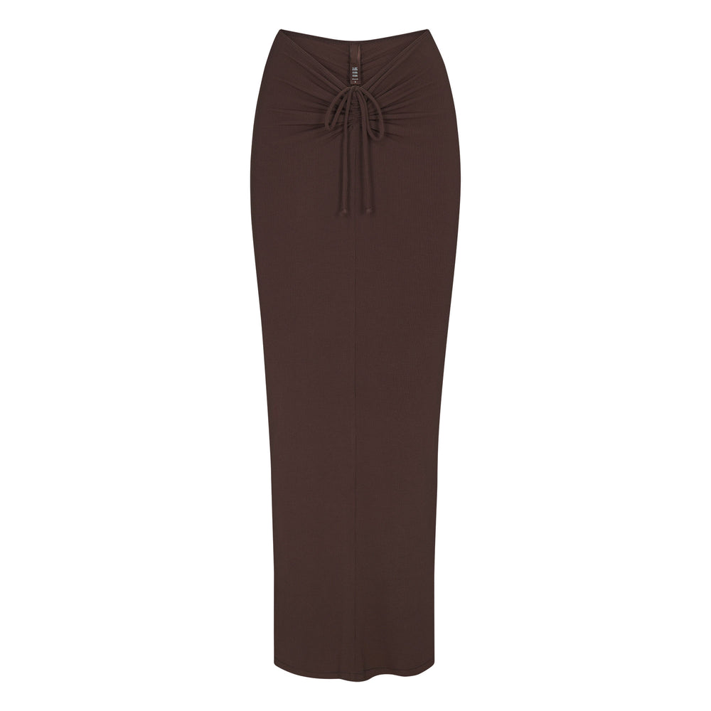 Skims SOFT LOUNGE RUCHED LONG Rok Chocola | 64QVYBPTK