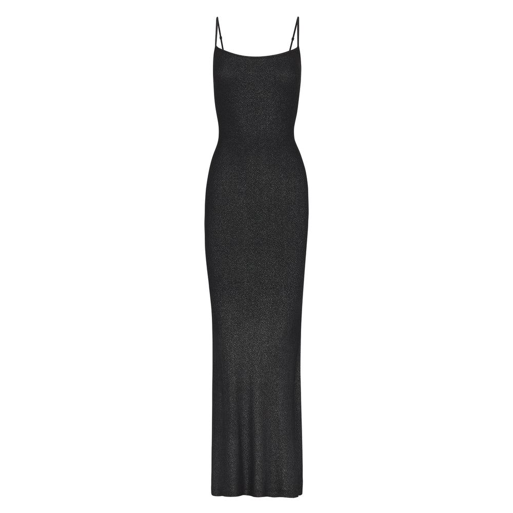 Skims SOFT LOUNGE SHIMMER LONG SLIP Jurk Zwart | 17LZNPJIF