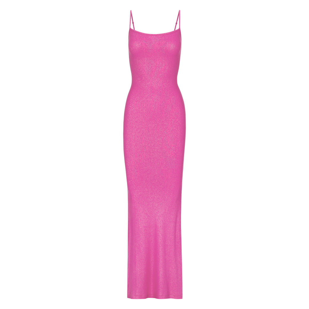 Skims SOFT LOUNGE SHIMMER LONG SLIP Jurk Fuchsie | 78QVXDGWN