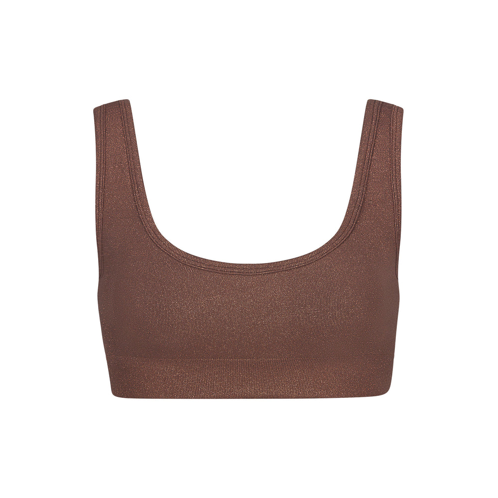 Skims SOFT SMOOTHING SHINE SCOOP NECK Bralette Chocola | 23LZIRPMX