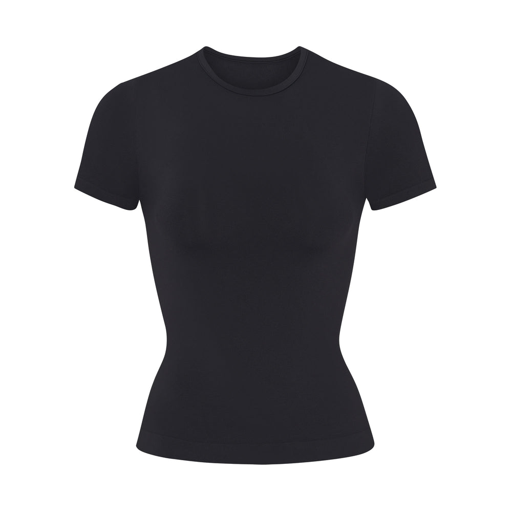 Skims SOFT SMOOTHING T-shirt Zwart | 38SOIDGFN