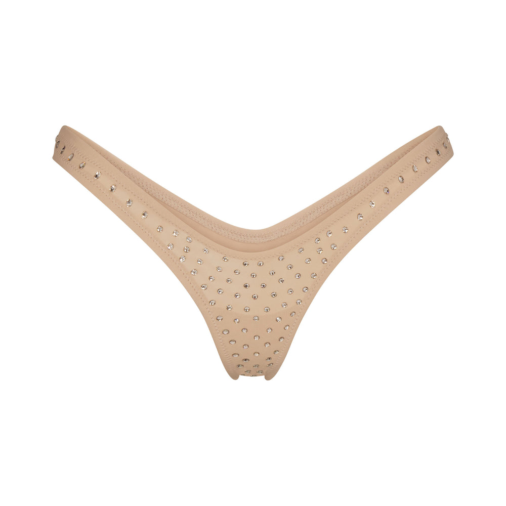 Skims SPARKLE JERSEY MINI Thong Beige | 61ZKNYBMP