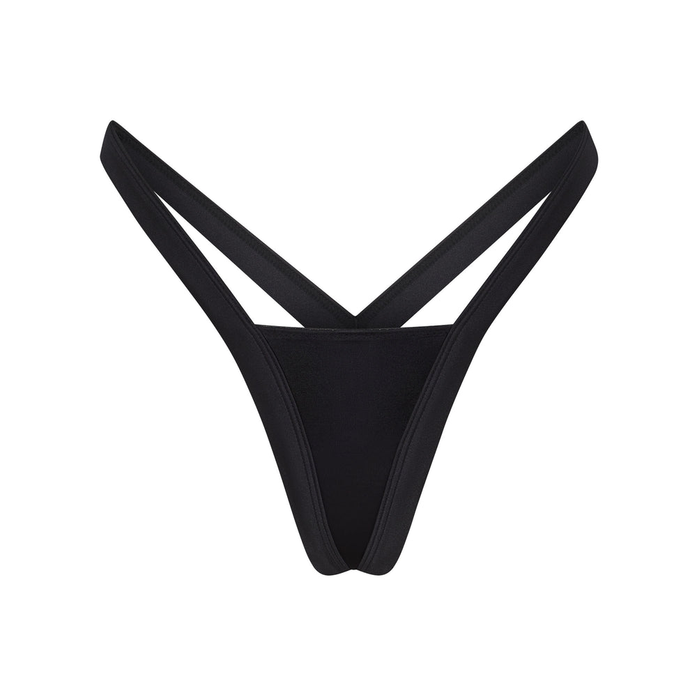 Skims STRETCH SATIN BUTTERFLY Thong Zwart | 78ZSJDAVR