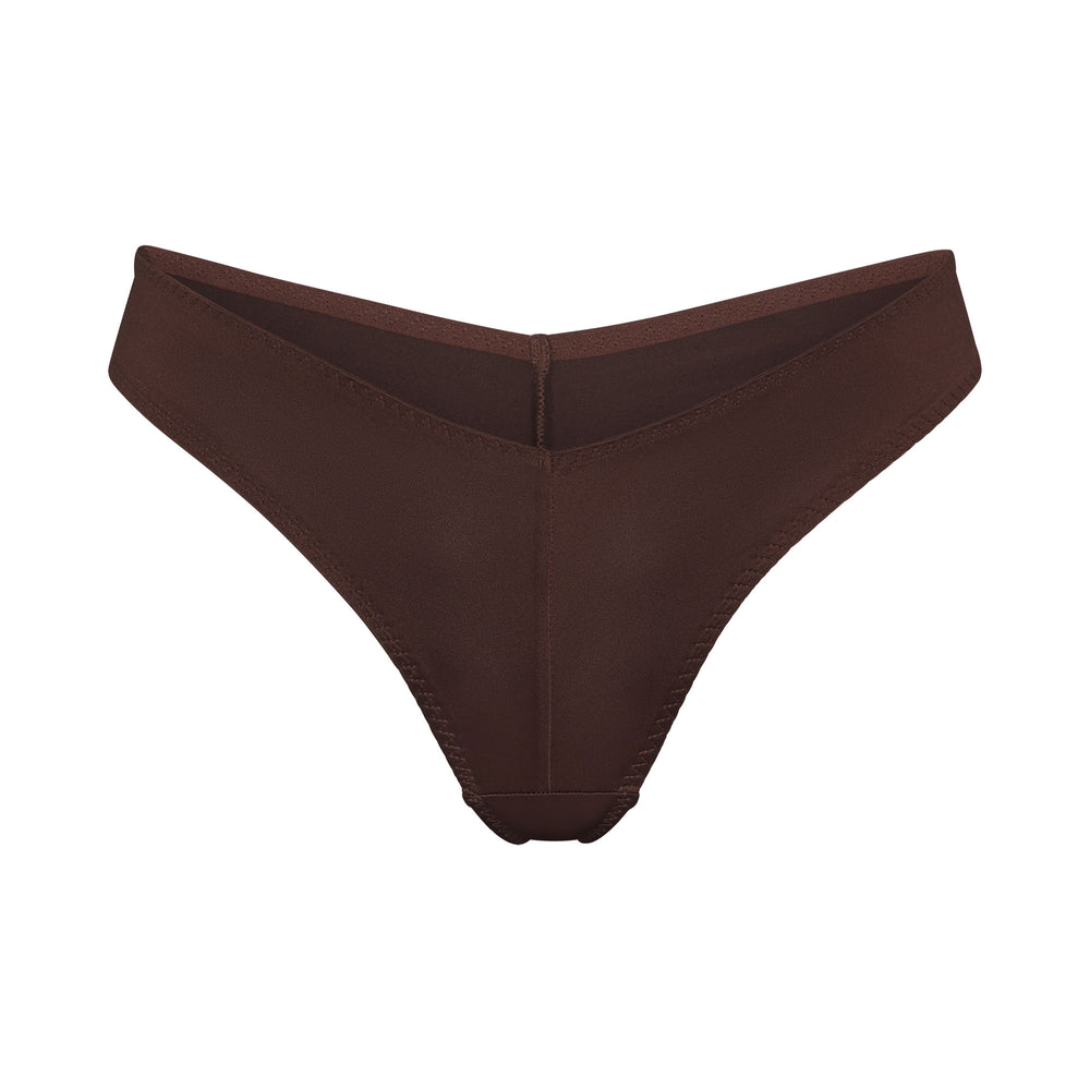 Skims STRETCH SATIN CHEEKY Tanga Chocola | 64UQZPJNC