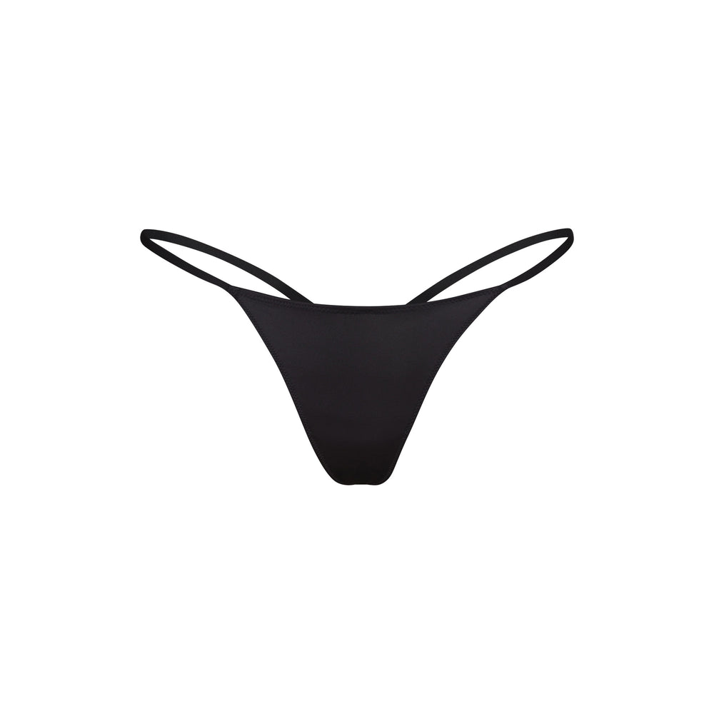 Skims STRETCH SATIN DIP Thong Zwart | 62MGCQAXI