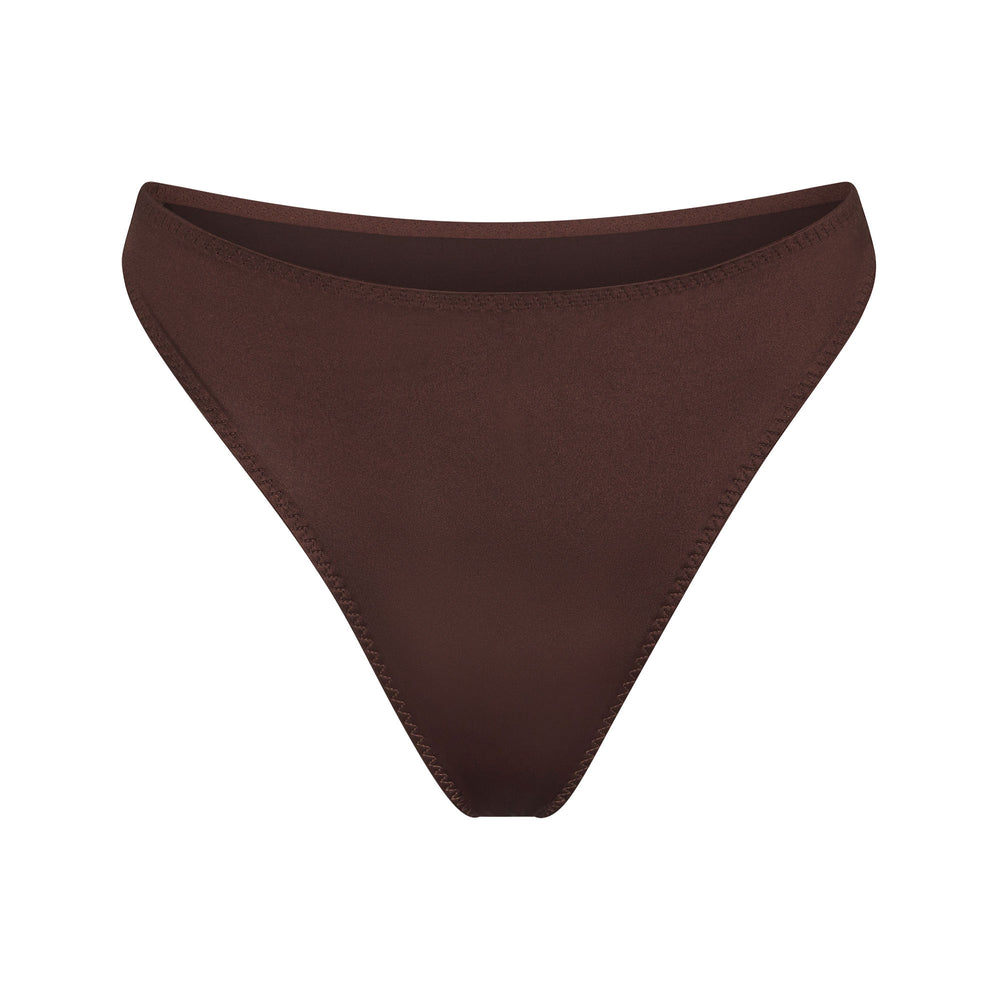 Skims STRETCH SATIN HIGH LEG Bikini Chocola | 67XLKMZYG