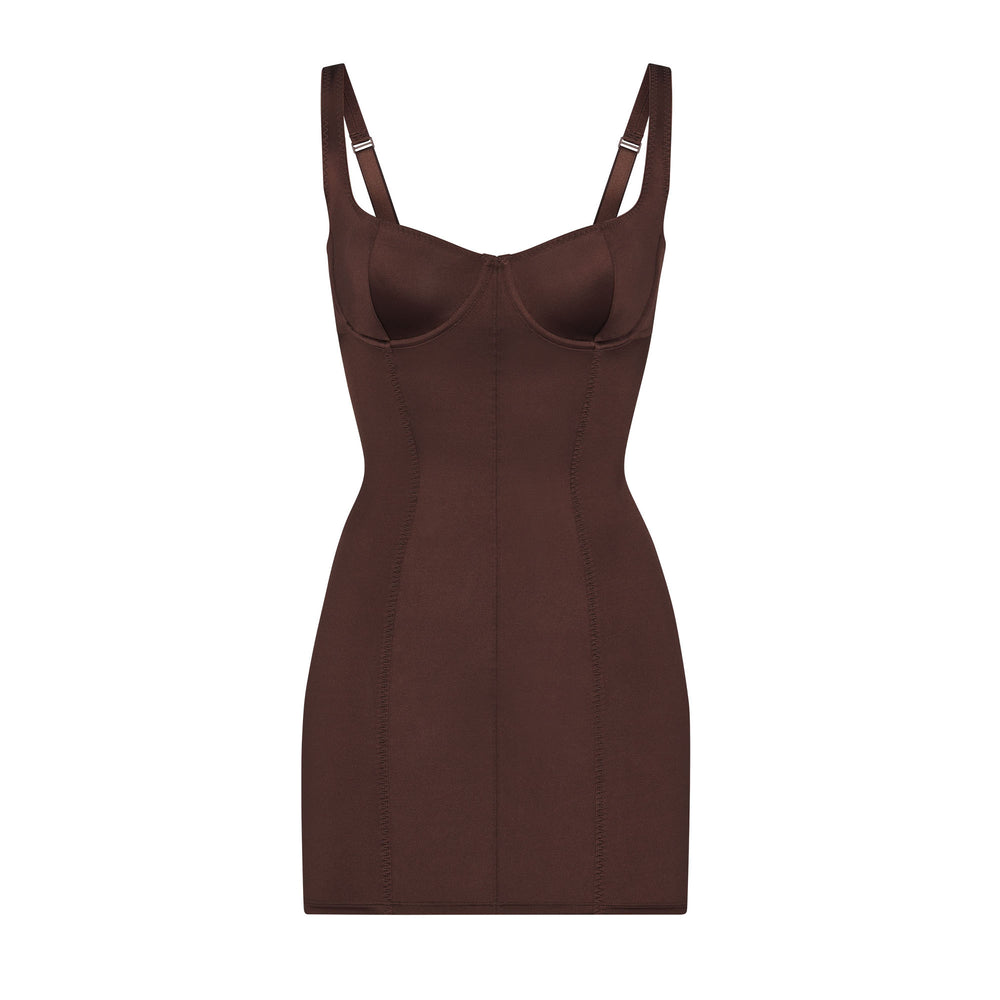 Skims STRETCH SATIN Jurk Chocola | 65DGENQYB