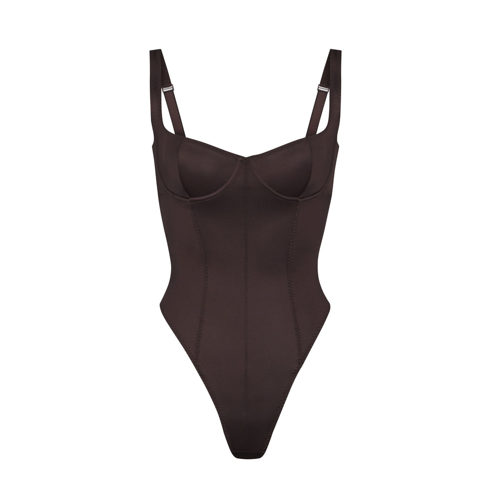 Skims STRETCH SATIN Stretch Satin Bodysuit Zwart | 58MRWEQDI
