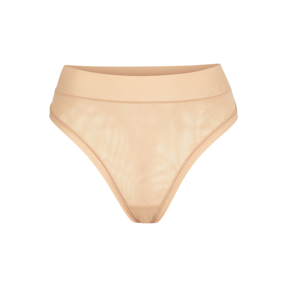 Skims SUMMER MESH MID WAIST Thong Beige | 92GMQWHRB