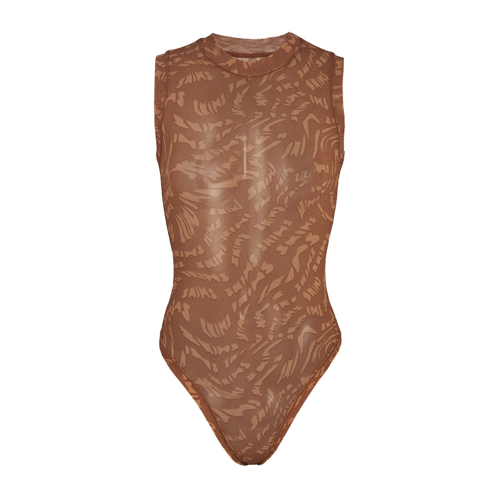 Skims SUMMER MESH Mock Neck Bodysuit Bruin | 31NYSFAUR