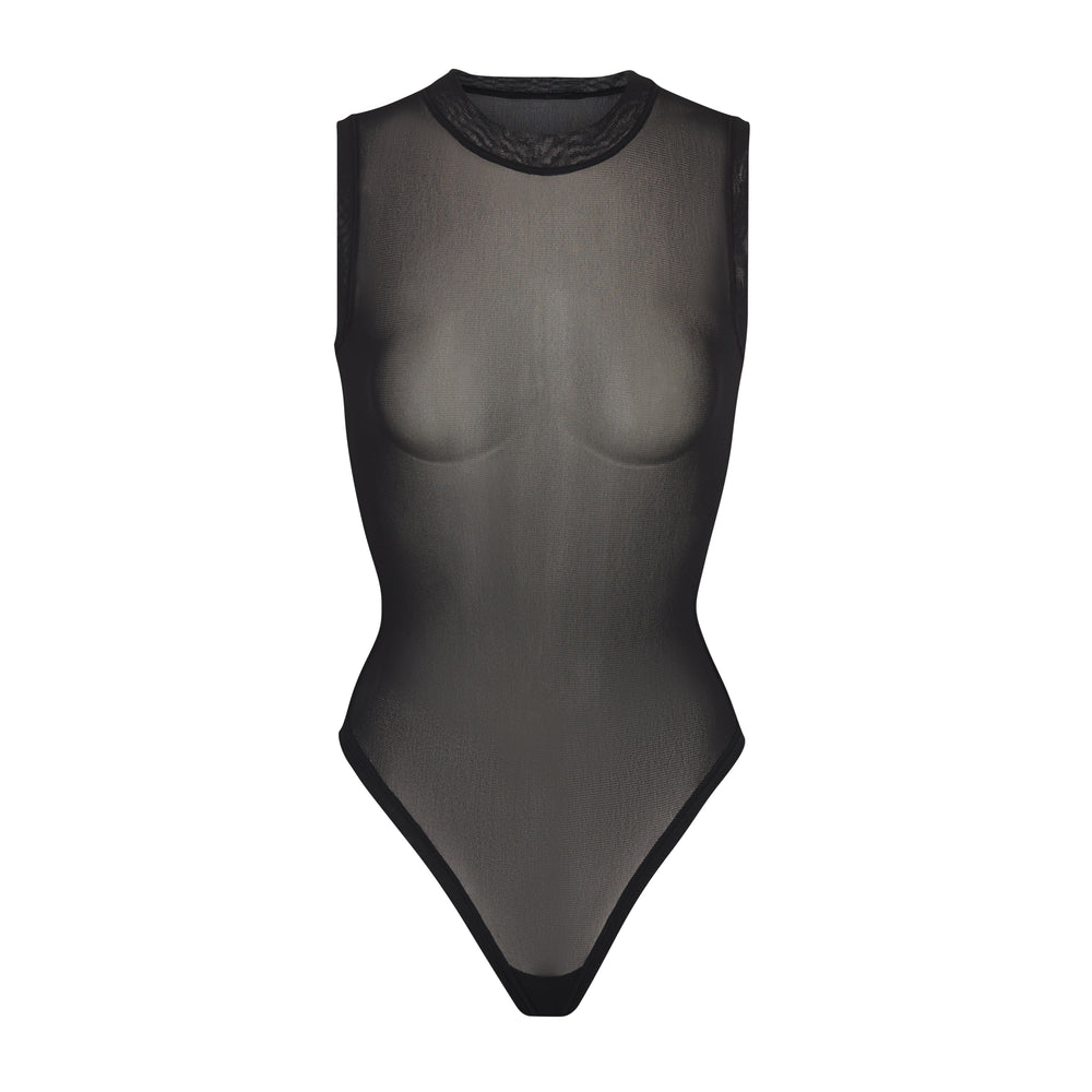 Skims SUMMER MESH Mock Neck Bodysuit Zwart | 35PSLVIEA