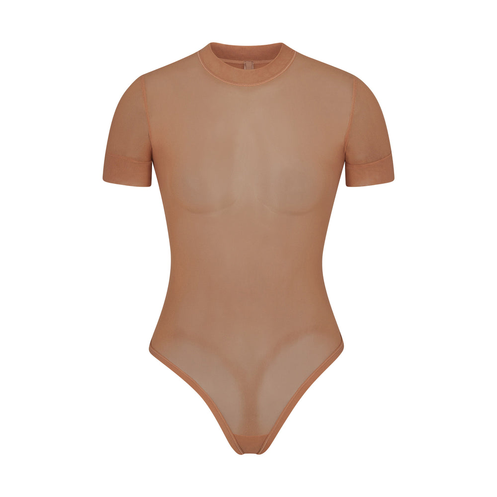 Skims SUMMER MESH T-shirt Bodysuit Abrikoos | 65EJDVWHY