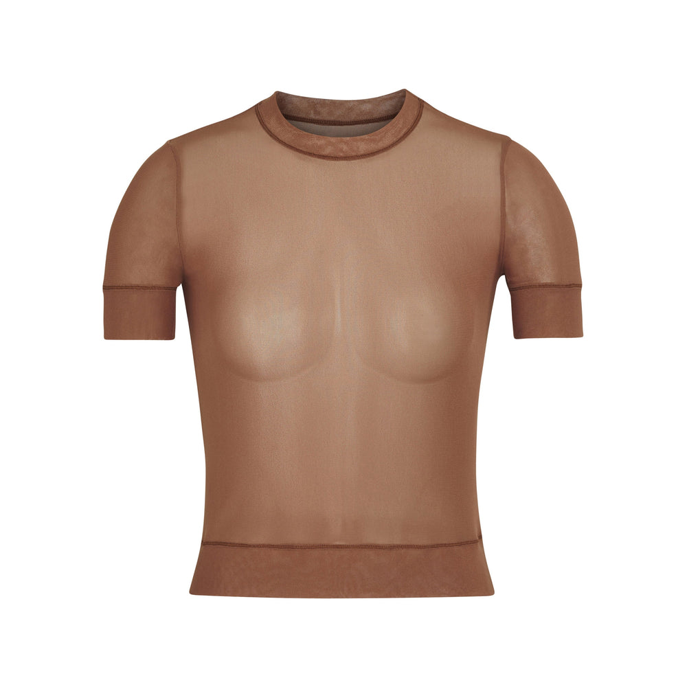 Skims SUMMER MESH T-shirt Bruin | 39MRYJDSA