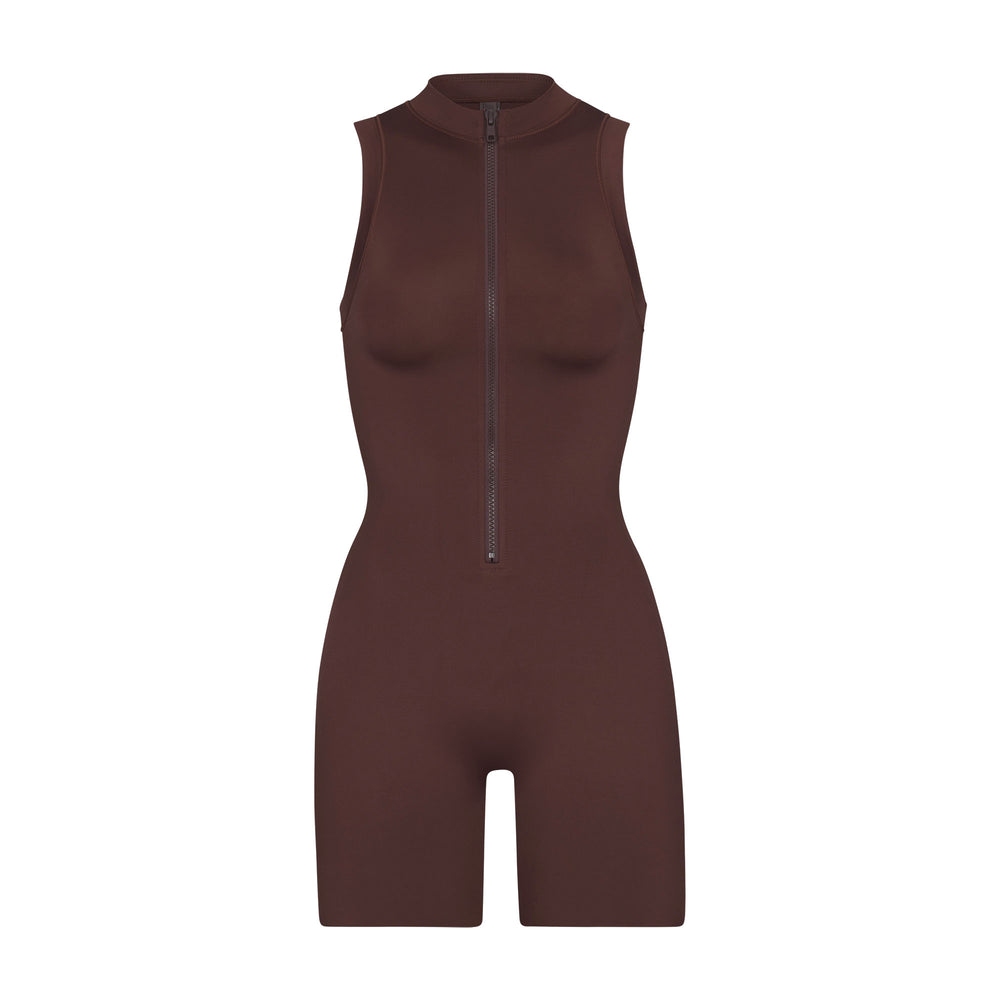 Skims SWIM MOCK NECK CYCLE SUIT One Piece Chocola | 10MHQSVBG