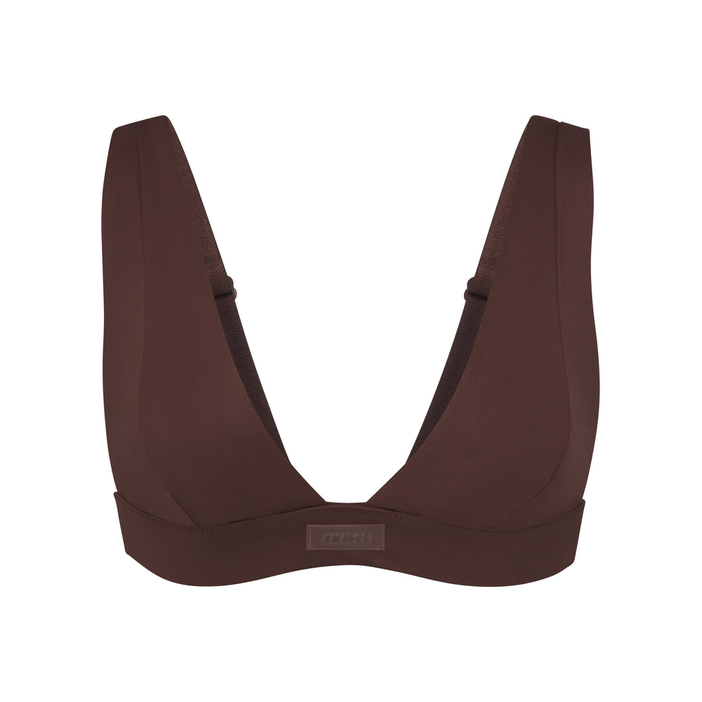 Skims SWIM PLUNGE Bikini Top Chocola | 06DWZGXRQ