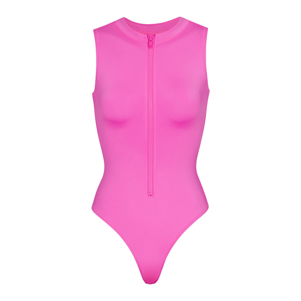 Skims SWIM ZIP FRONT SLEEVELESS One Piece Roze | 85KBQURFS