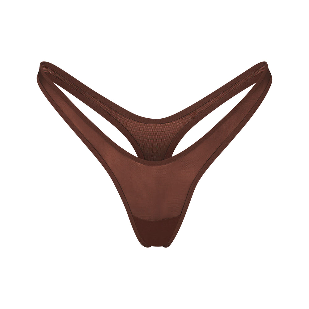 Skims ULTRA FINE MESH MICRO DIPPED Thong Chocola | 97TIULHJN
