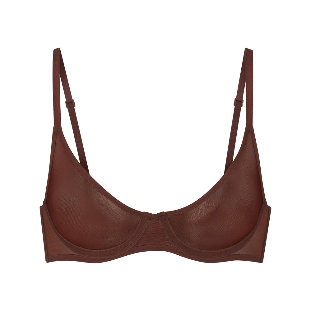 Skims ULTRA FINE MESH SCOOP Underwire Bra Chocola | 81YEXSGRT