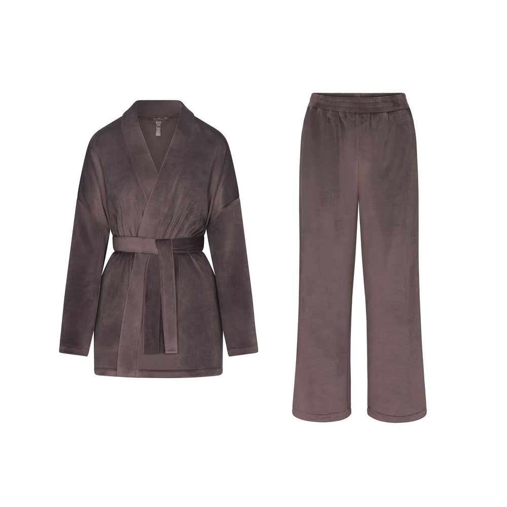 Skims VELOUR WRAP Sleep Set Paars Grijs | 01NXIHDEU